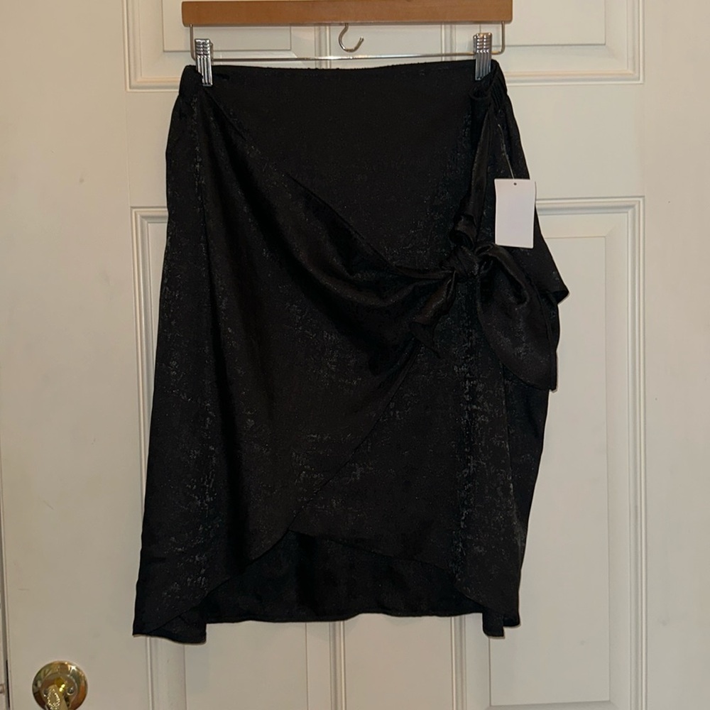 Chenault for Status black skirt with faux wrap front size XL